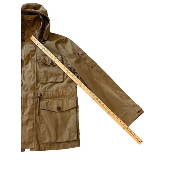 Walace & Barnes Military Field Coat Mens Large Brown Linen Blend Hooded *FLAW* - Picture 15 of 15